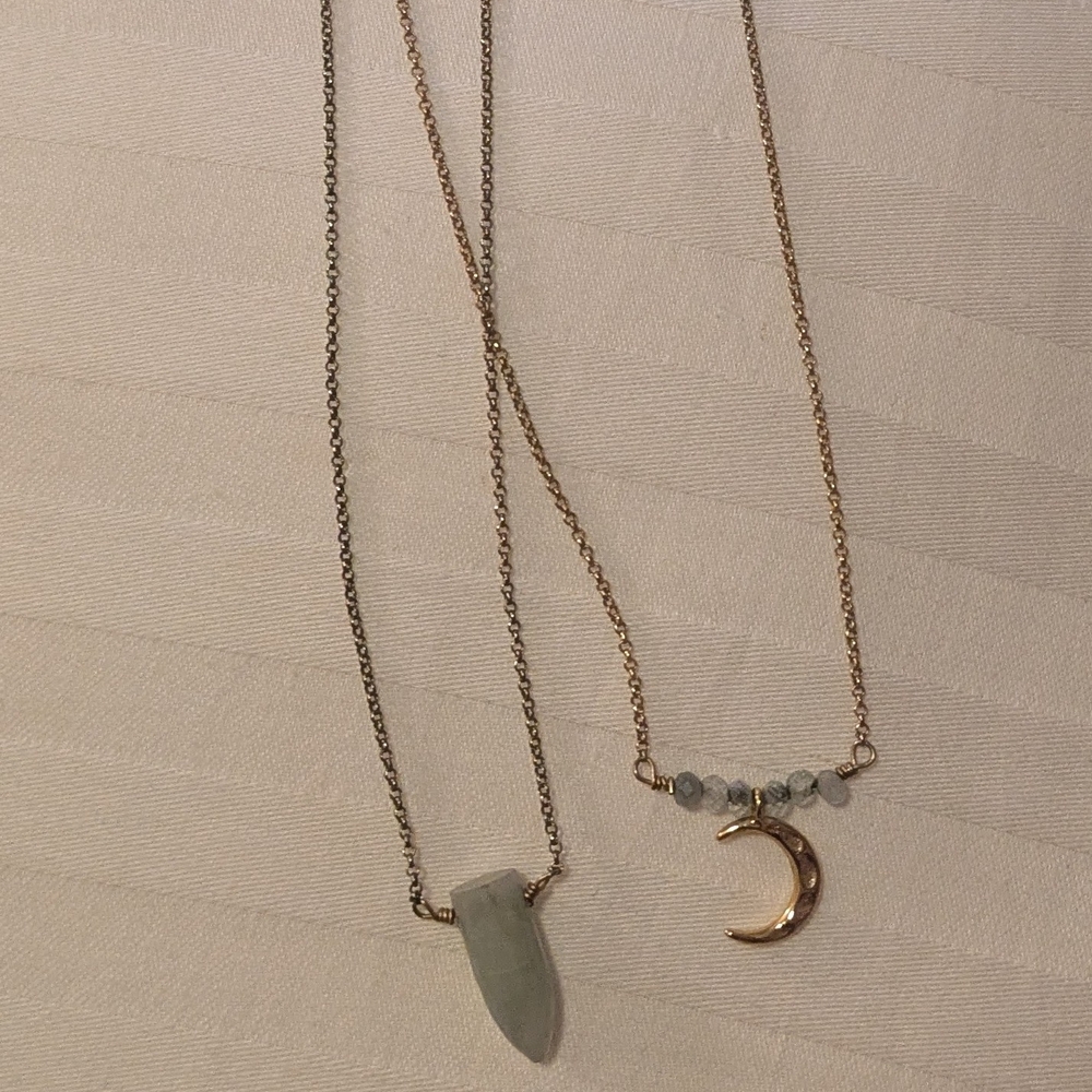 Celestial Crystal And Crescent Moon Necklace Set